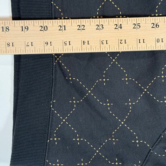 Nike Women’s Large Cropped Sweatshirt Black Gold Diamond Stitch Pullover Crew - Picture 8 of 8